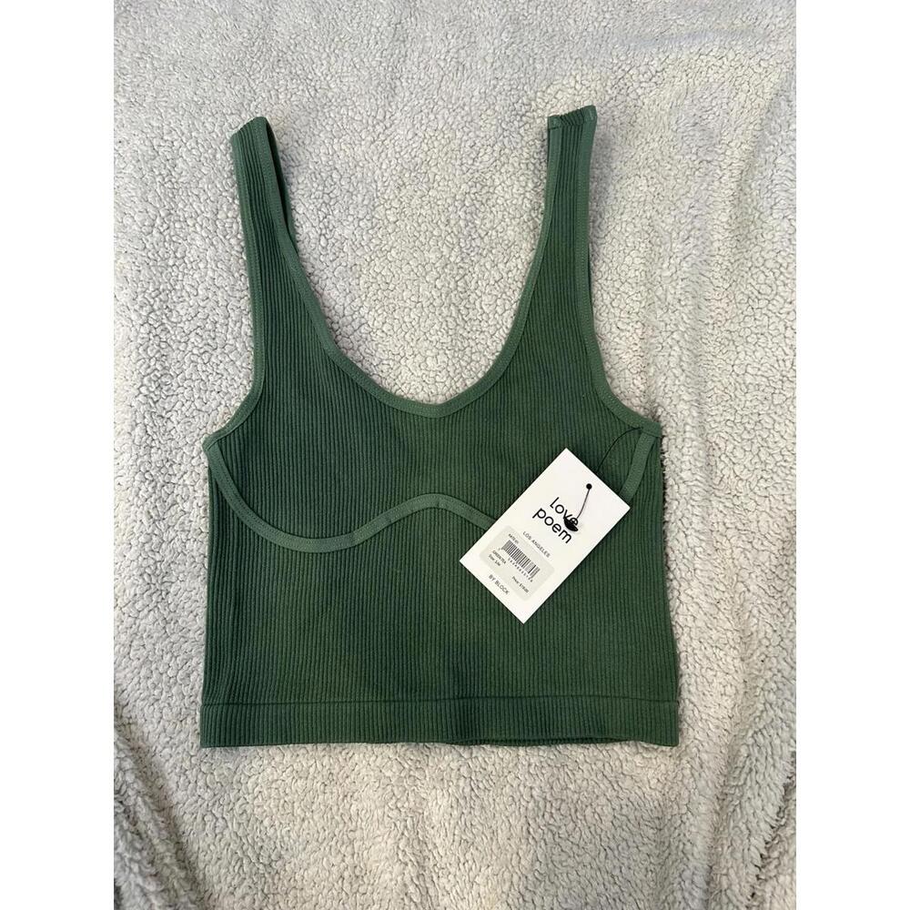Love Poem Green Tea Ribbed Crop Tank Top Size S/M